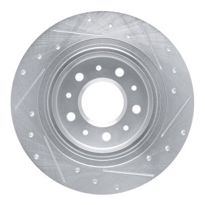 Buick LaCrosse Brake Rotor (1) - Rear Left - R1 Concepts - Drilled & Slotted - Silver - `16-`25